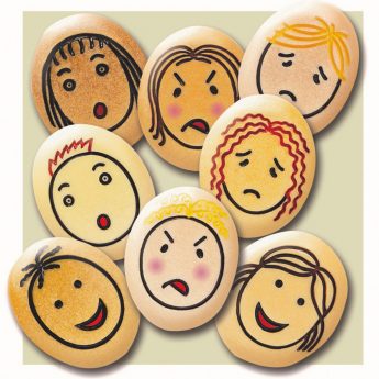 Emotion Stones - eight feelings pebbles (two of happy, sad, surprised and angry) for toddlers (each pebble measures approx 2.75")