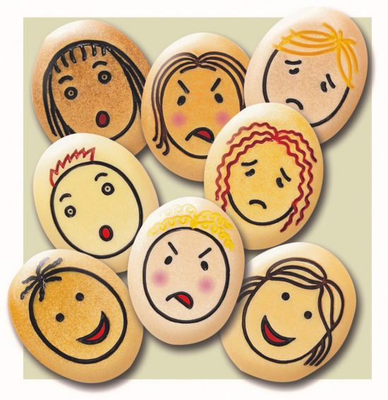 Emotion Stones - eight feelings pebbles (two of happy, sad, surprised and angry) for toddlers (each pebble measures approx 2.75")