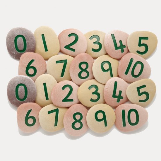 Jumbo Number pebbles -22 pebbles: two sets of 0 to 10 (2.5-3 inches)