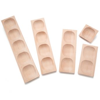 Group of wooden trays to explore number bonds (Sizes from 15" x 3" x 1" to 3" x 3" x 1")