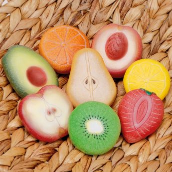 Set of 8 play fruits made from stone and resin