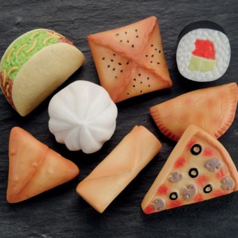 Set of 8 robust play food stones