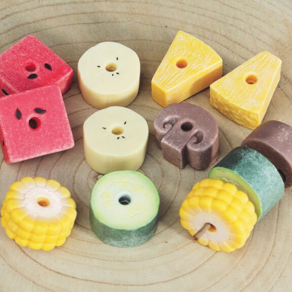 Set of 12 threading fruit and vegetable kebab stones