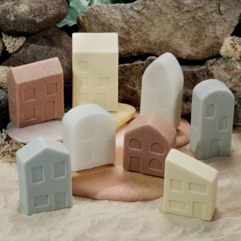 Set of 8 small world play houses made from stone