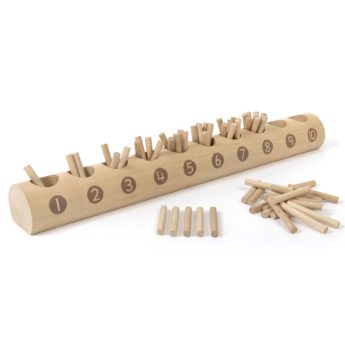 Natural wooden math counting sticks and log