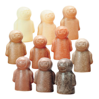 10 different coloured stone play figures