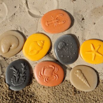 Tactile seaside-themed stones